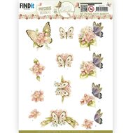 3D Push Out - Precious Marieke - Beautiful Butterfly - Pink SB10757