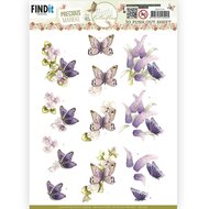 3D Push Out - Precious Marieke - Beautiful Butterfly - Purple SB10756