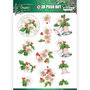 SB10481 3D Push Out - Jeanines Art  Christmas Flowers - Pink Christmas Flowers